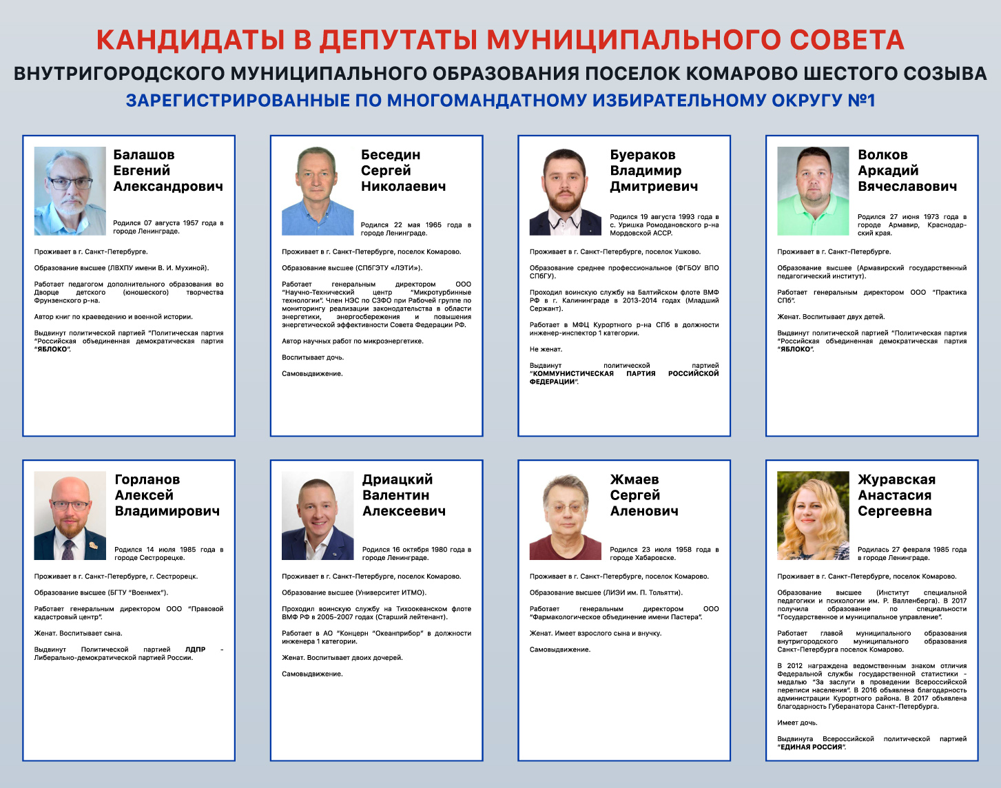 Информация о кандидате образец